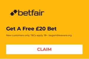 Betfair get a £20 Free Bet 
